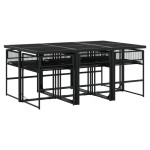 vidaXL Set mobilier de grădină cu perne, 7 piese, negru, poliratan vidaXL Set mobilier de grădină cu perne, 7 piese, negru, poliratan