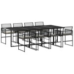 vidaXL Set mobilier de grădină cu perne, 9 piese, negru, poliratan