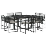 vidaXL Set mobilier de grădină cu perne, 9 piese, negru, poliratan vidaXL Set mobilier de grădină cu perne, 9 piese, negru, poliratan