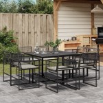 vidaXL Set mobilier de grădină cu perne, 9 piese, negru, poliratan vidaXL Set mobilier de grădină cu perne, 9 piese, negru, poliratan