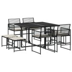 vidaXL Set mobilier de grădină cu perne, 9 piese, negru, poliratan vidaXL Set mobilier de grădină cu perne, 9 piese, negru, poliratan