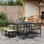 vidaXL Set mobilier de grădină cu perne, 9 piese, negru, poliratan vidaXL Set mobilier de grădină cu perne, 9 piese, negru, poliratan