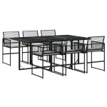 vidaXL Set mobilier de grădină cu perne, 7 piese, negru, poliratan vidaXL Set mobilier de grădină cu perne, 7 piese, negru, poliratan