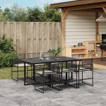 vidaXL Set mobilier de grădină cu perne, 7 piese, negru, poliratan vidaXL Set mobilier de grădină cu perne, 7 piese, negru, poliratan