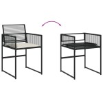 vidaXL Set mobilier de grădină cu perne, 9 piese, negru, poliratan