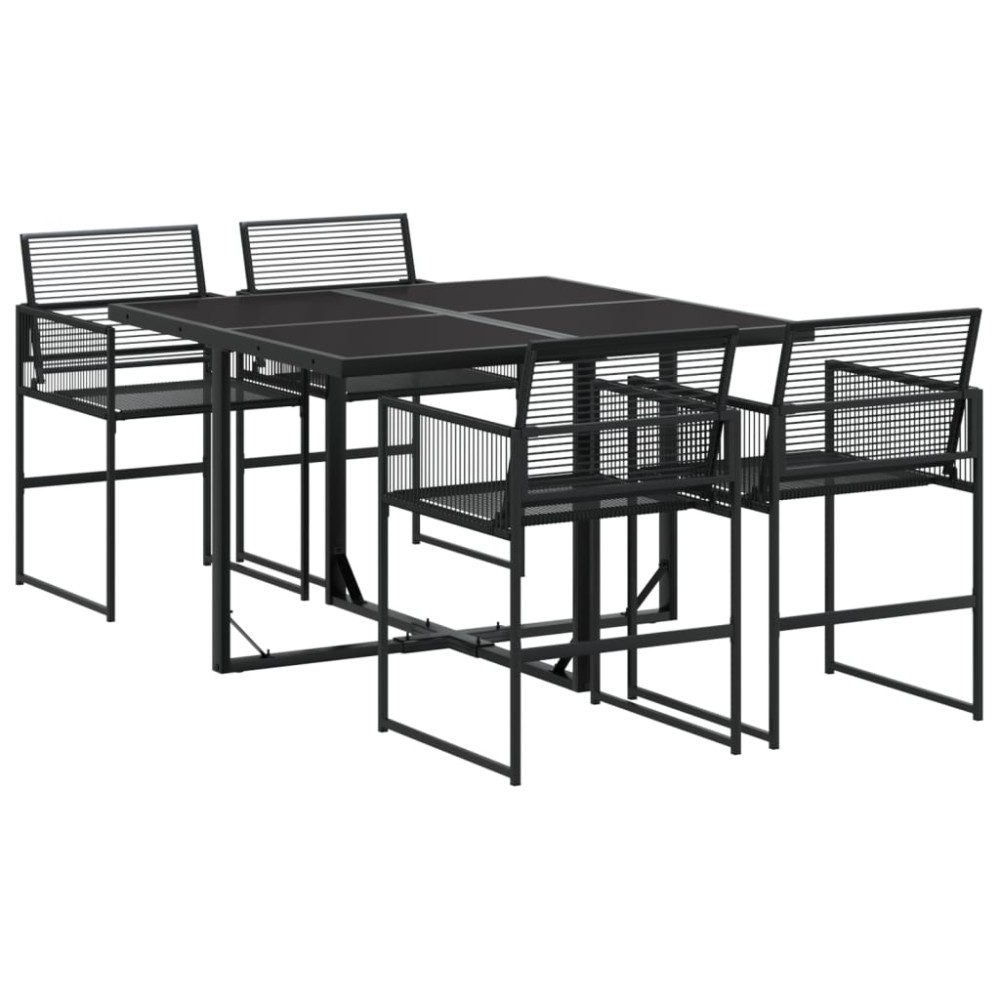 vidaXL Set mobilier de grădină, 5 piese, negru, poliratan