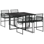 vidaXL Set mobilier de grădină, 5 piese, negru, poliratan