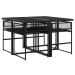 vidaXL Set mobilier de grădină, 5 piese, negru, poliratan