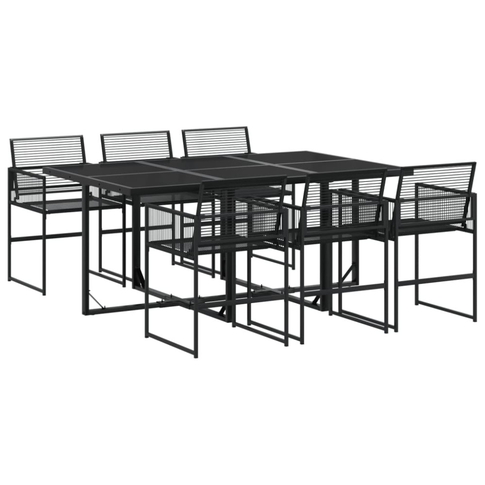 vidaXL Set mobilier de grădină, 7 piese, negru, poliratan