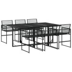 vidaXL Set mobilier de grădină, 7 piese, negru, poliratan