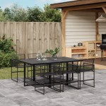 vidaXL Set mobilier de grădină, 7 piese, negru, poliratan