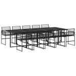 vidaXL Set mobilier de grădină, 11 piese, negru, poliratan vidaXL Set mobilier de grădină, 11 piese, negru, poliratan