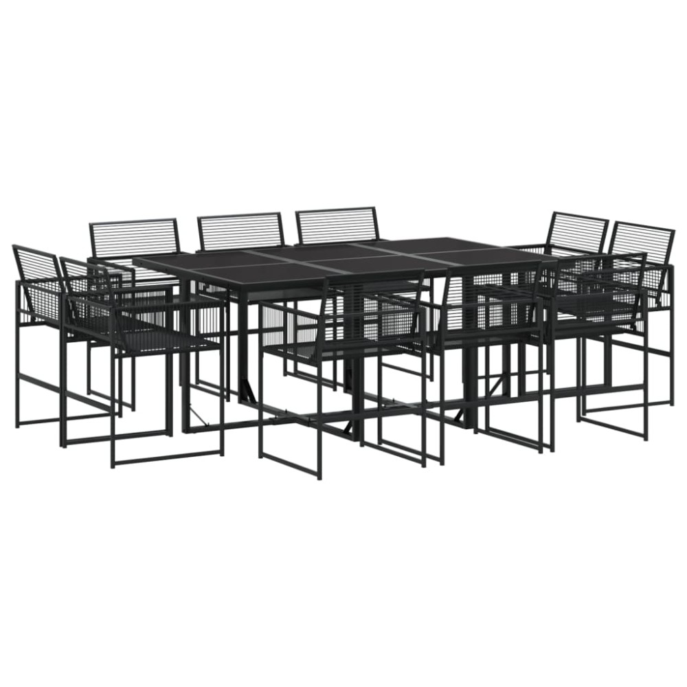 vidaXL Set mobilier de grădină, 11 piese, negru, poliratan