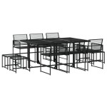 vidaXL Set mobilier de grădină, 11 piese, negru, poliratan vidaXL Set mobilier de grădină, 11 piese, negru, poliratan