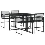 vidaXL Set mobilier de grădină, 5 piese, negru, poliratan