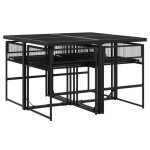 vidaXL Set mobilier de grădină, 5 piese, negru, poliratan