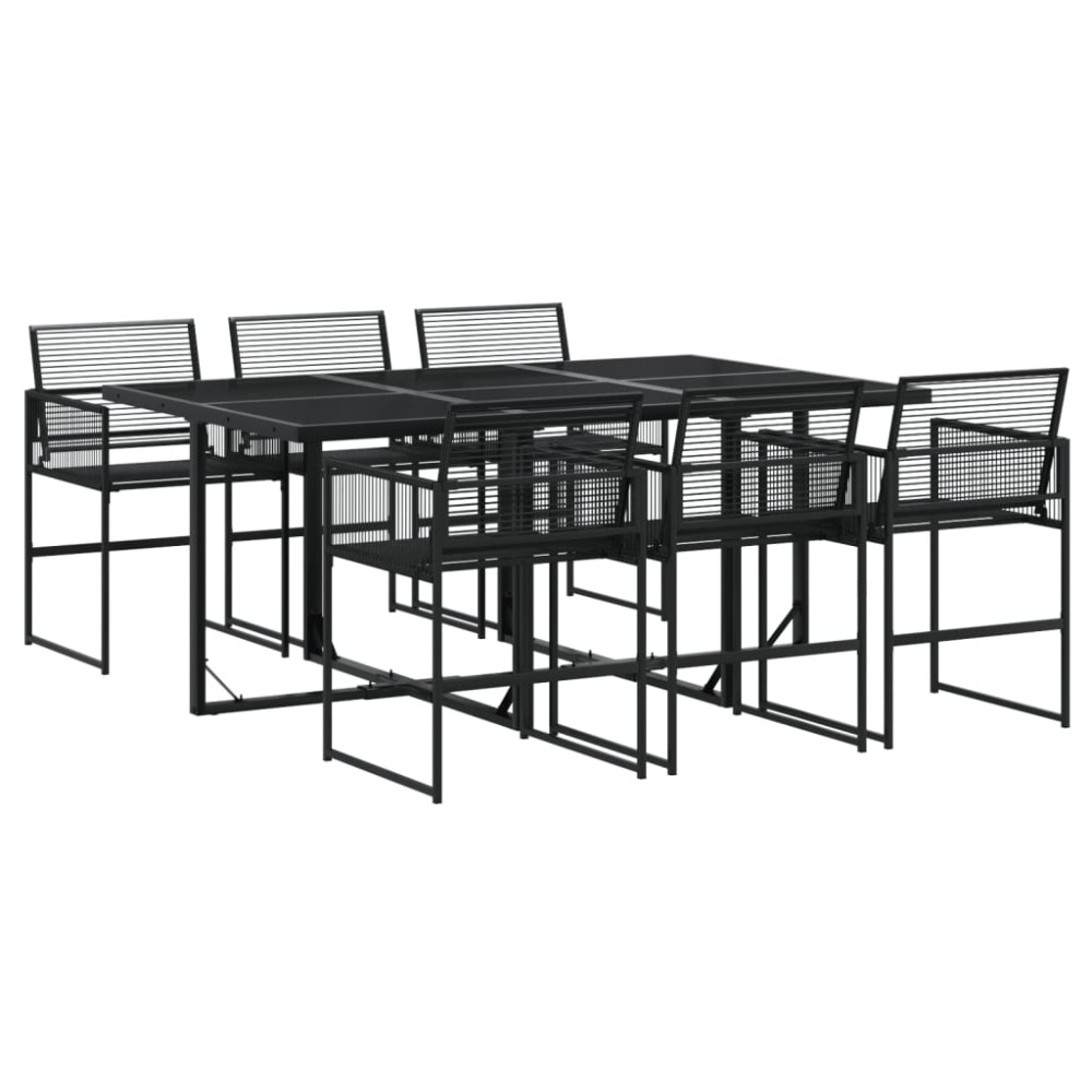 vidaXL Set mobilier de grădină, 7 piese, negru, poliratan