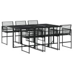 vidaXL Set mobilier de grădină, 7 piese, negru, poliratan