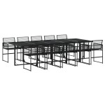 vidaXL Set mobilier de grădină, 11 piese, negru, poliratan vidaXL Set mobilier de grădină, 11 piese, negru, poliratan