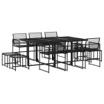 vidaXL Set mobilier de grădină, 11 piese, negru, poliratan vidaXL Set mobilier de grădină, 11 piese, negru, poliratan