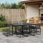 vidaXL Set mobilier de grădină, 11 piese, negru, poliratan vidaXL Set mobilier de grădină, 11 piese, negru, poliratan