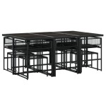 vidaXL Set mobilier de grădină, 11 piese, negru, poliratan vidaXL Set mobilier de grădină, 11 piese, negru, poliratan
