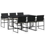 vidaXL Set mobilier de grădină cu perne, 7 piese, negru, poliratan vidaXL Set mobilier de grădină cu perne, 7 piese, negru, poliratan