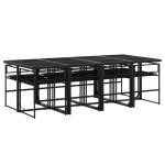 vidaXL Set mobilier de grădină cu perne, 9 piese, negru, poliratan vidaXL Set mobilier de grădină cu perne, 9 piese, negru, poliratan
