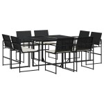 vidaXL Set mobilier de grădină cu perne, 9 piese, negru, poliratan vidaXL Set mobilier de grădină cu perne, 9 piese, negru, poliratan