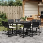 vidaXL Set mobilier de grădină cu perne, 9 piese, negru, poliratan vidaXL Set mobilier de grădină cu perne, 9 piese, negru, poliratan