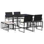 vidaXL Set mobilier de grădină cu perne, 9 piese, negru, poliratan vidaXL Set mobilier de grădină cu perne, 9 piese, negru, poliratan