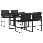 vidaXL Set mobilier de grădină, 5 piese, cu perne, negru, textilenă vidaXL Set mobilier de grădină, 5 piese, cu perne, negru, textilenă