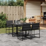 vidaXL Set mobilier de grădină, 5 piese, cu perne, negru, textilenă vidaXL Set mobilier de grădină, 5 piese, cu perne, negru, textilenă