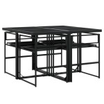 vidaXL Set mobilier de grădină, 5 piese, cu perne, negru, textilenă vidaXL Set mobilier de grădină, 5 piese, cu perne, negru, textilenă