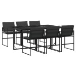vidaXL Set mobilier de grădină, 7 piese, cu perne, negru, textilenă