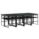 vidaXL Set mobilier de grădină, 9 piese, cu perne, negru, textilenă vidaXL Set mobilier de grădină, 9 piese, cu perne, negru, textilenă