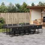 vidaXL Set mobilier de grădină, 13 piese, cu perne, negru, textilenă vidaXL Set mobilier de grădină, 13 piese, cu perne, negru, textilenă