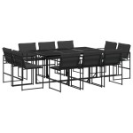 vidaXL Set mobilier de grădină, 11 piese, cu perne, negru, textilenă vidaXL Set mobilier de grădină, 11 piese, cu perne, negru, textilenă