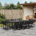vidaXL Set mobilier de grădină, 13 piese, cu perne, negru, textilenă vidaXL Set mobilier de grădină, 13 piese, cu perne, negru, textilenă