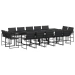 vidaXL Set mobilier de grădină, 15 piese, cu perne, negru, textilenă