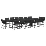 vidaXL Set mobilier de grădină, 17 piese, cu perne, negru, textilenă