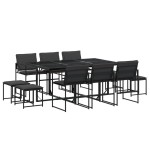 vidaXL Set mobilier de grădină, 11 piese, cu perne, negru, textilenă vidaXL Set mobilier de grădină, 11 piese, cu perne, negru, textilenă