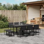 vidaXL Set mobilier de grădină, 11 piese, cu perne, negru, textilenă vidaXL Set mobilier de grădină, 11 piese, cu perne, negru, textilenă