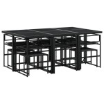vidaXL Set mobilier de grădină, 11 piese, cu perne, negru, textilenă vidaXL Set mobilier de grădină, 11 piese, cu perne, negru, textilenă