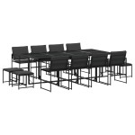 vidaXL Set mobilier de grădină, 13 piese, cu perne, negru, textilenă vidaXL Set mobilier de grădină, 13 piese, cu perne, negru, textilenă
