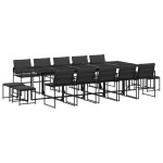 vidaXL Set mobilier de grădină, 15 piese, cu perne, negru, textilenă