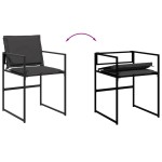 vidaXL Set mobilier de grădină, 15 piese, cu perne, negru, textilenă
