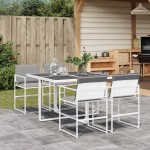 vidaXL Set mobilier de grădină, 5 piese, cu perne, alb, textilenă vidaXL Set mobilier de grădină, 5 piese, cu perne, alb, textilenă