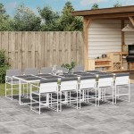 vidaXL Set mobilier de grădină, 11 piese, cu perne, alb, textilenă vidaXL Set mobilier de grădină, 11 piese, cu perne, alb, textilenă