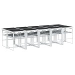 vidaXL Set mobilier de grădină, 11 piese, cu perne, alb, textilenă vidaXL Set mobilier de grădină, 11 piese, cu perne, alb, textilenă